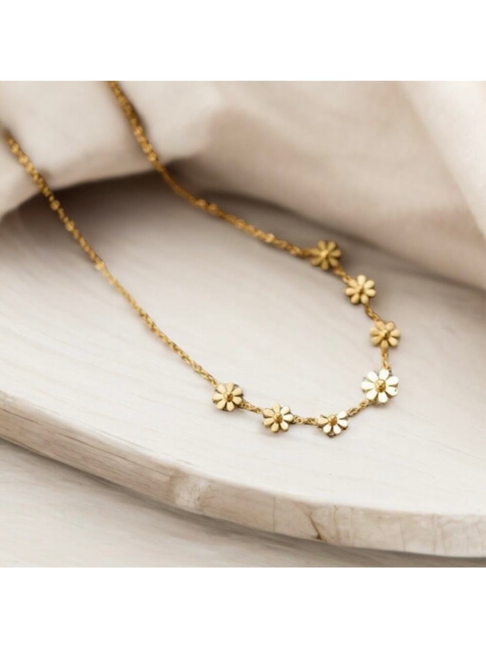 NEW 18K yellow gold plated daisy flower chain necklace jewelry B29A